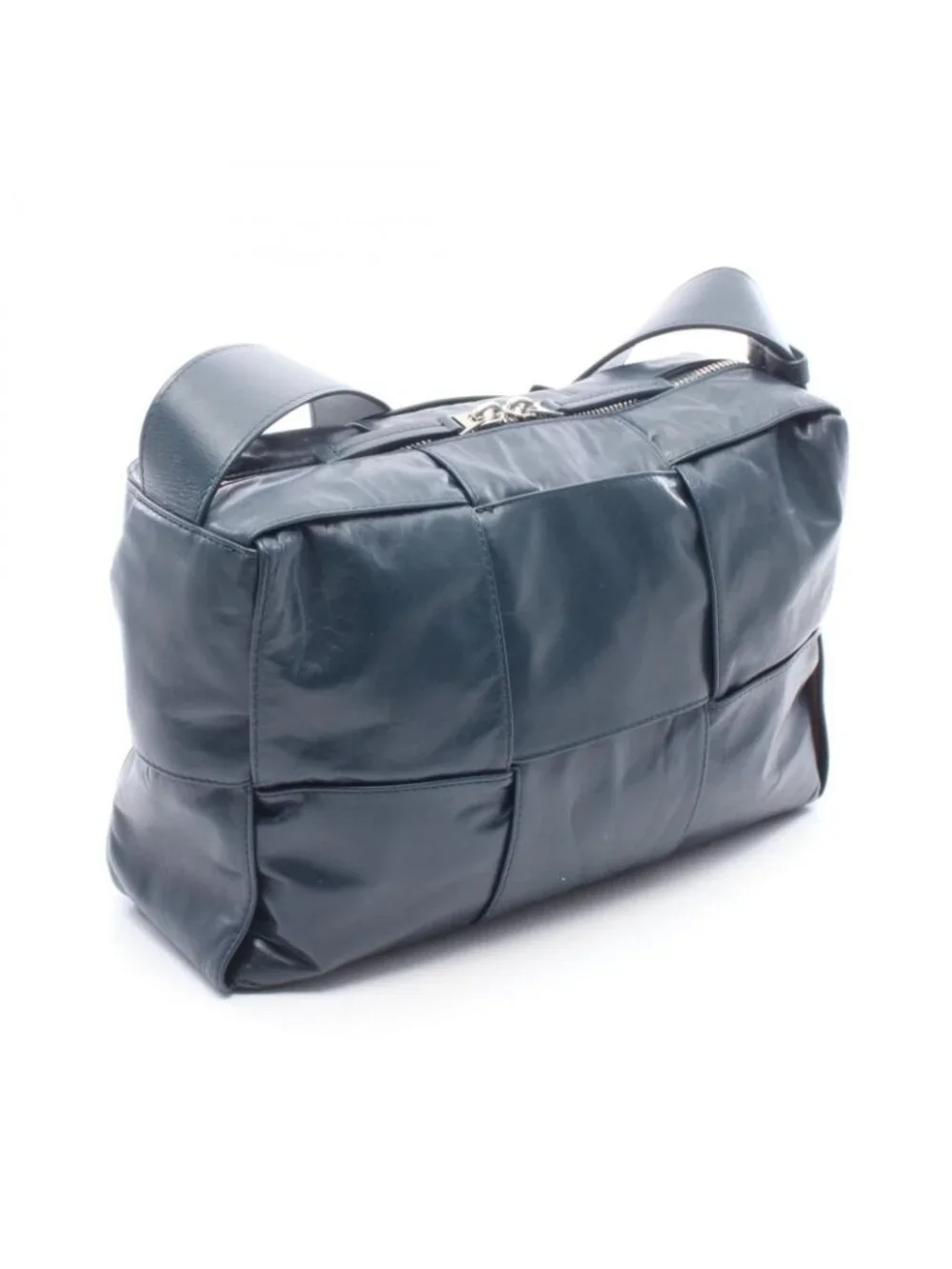 Bottega Veneta Shoulder Bag Arco Navy Leather Maxi Intrecciato Cassette